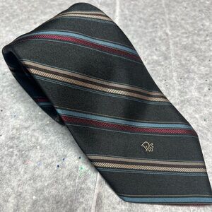 Dior Black Tie with Multicolor Stripes
